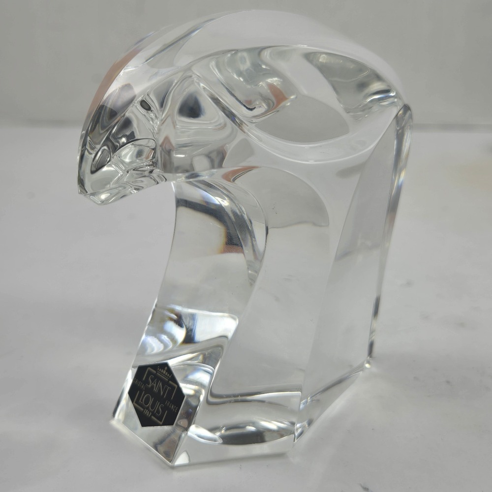SAINT-LOUIS Eagle Head Crystal Paperweight City of Nice 4"‎ France (56321)